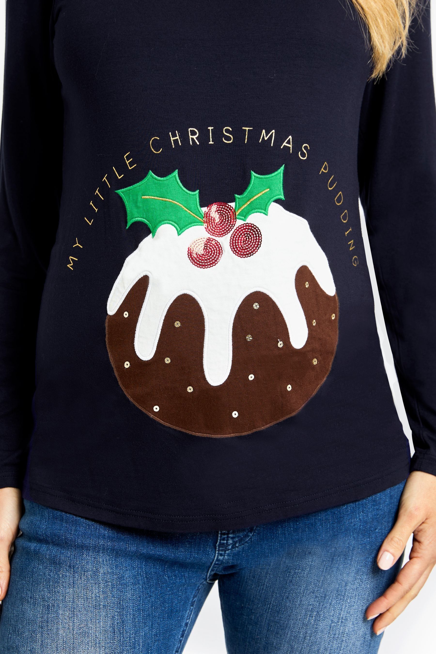 Christmas pudding jumper maternity 2025