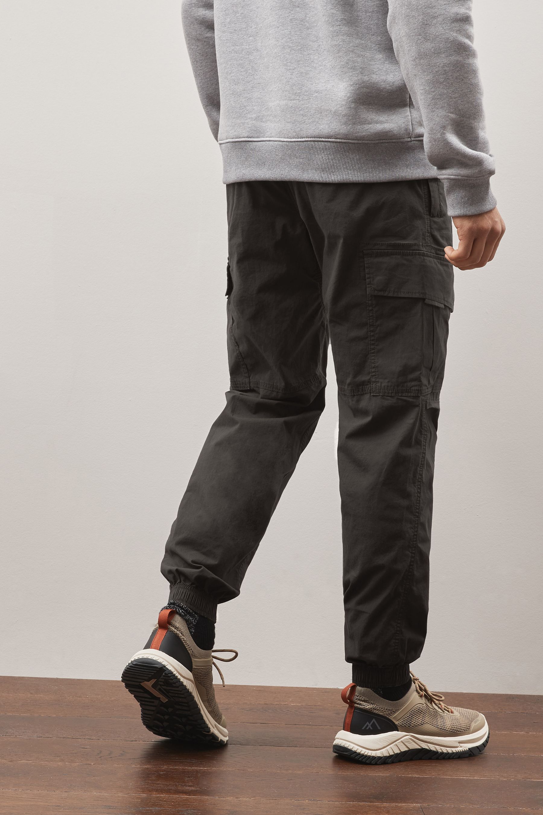 Charcoal Grey Regular Fit Stretch Utility Cargo Trousers