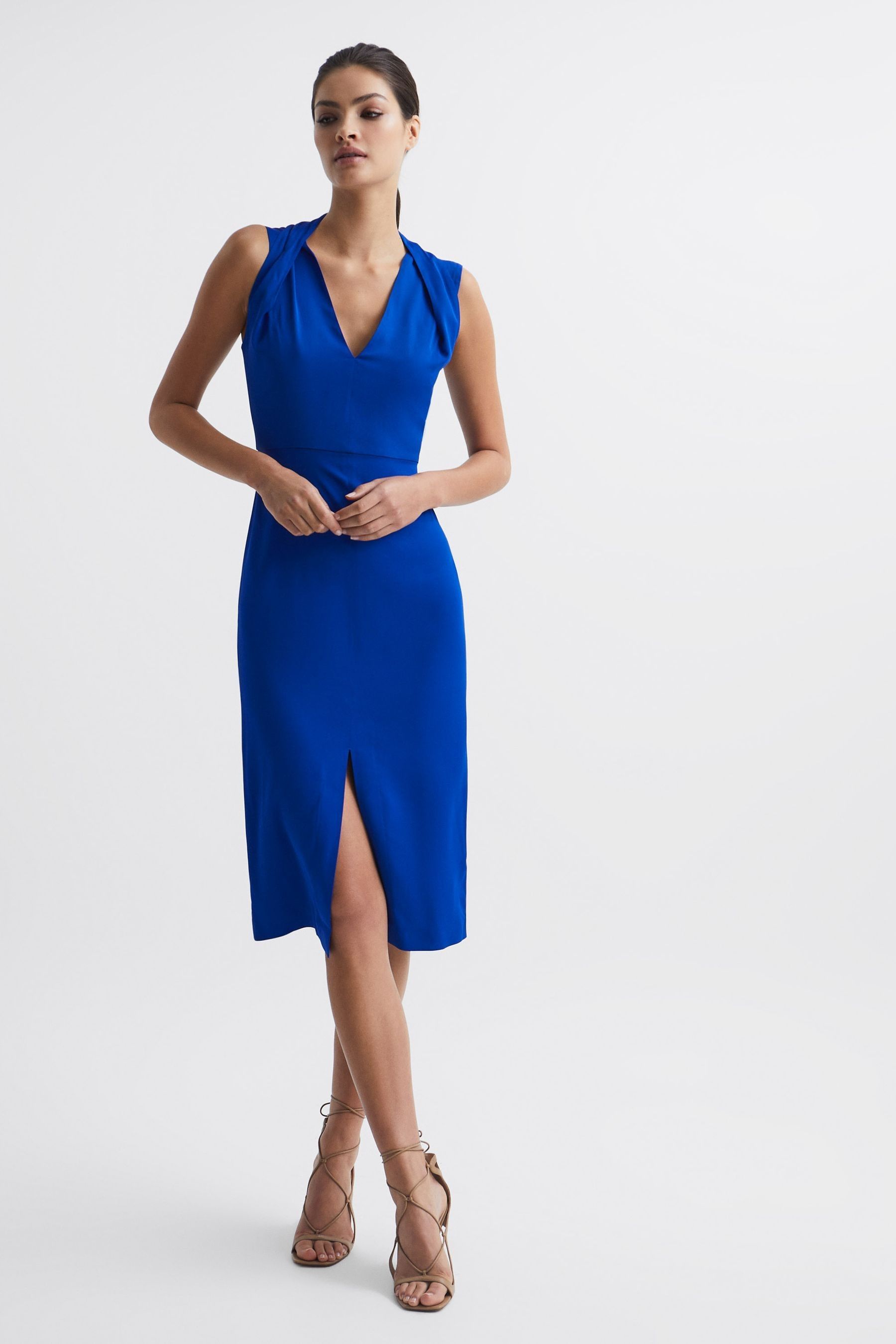 Buy Reiss Blue Andi Shoulder Detail Bodycon Dress from Next Malta