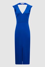 Reiss Blue Andi Shoulder Detail Bodycon Dress - Image 2 of 5