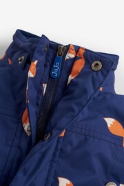 JoJo Maman Bébé Navy Blue Fox Printed Parka - Image 3 of 6