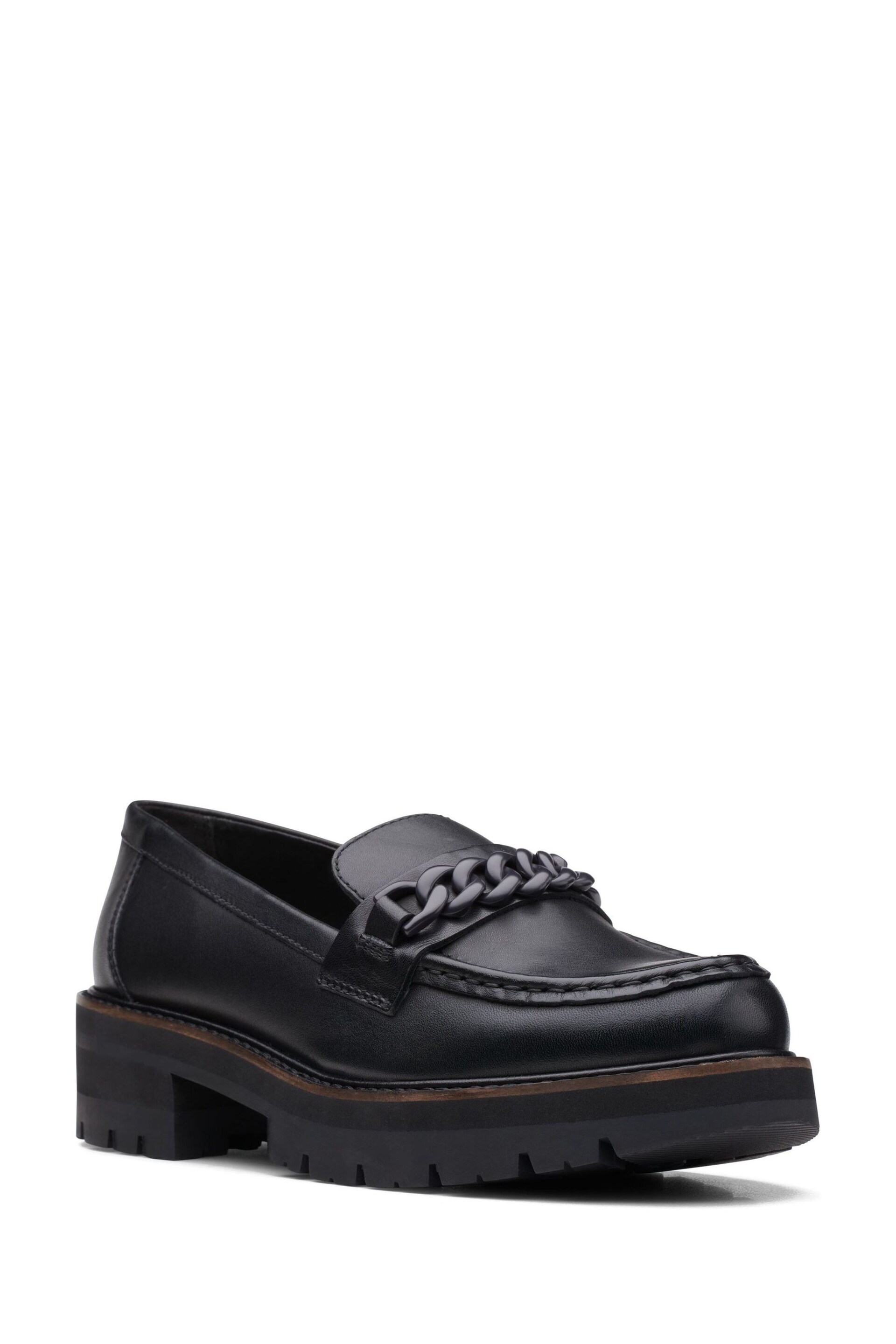 Clarks Black Leather Orianna Edge Loafer Shoes - Image 3 of 7