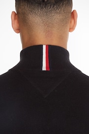 Tommy Hilfiger Black Half Zip Cotton Blend Jumper With Cashmere - Image 3 of 6