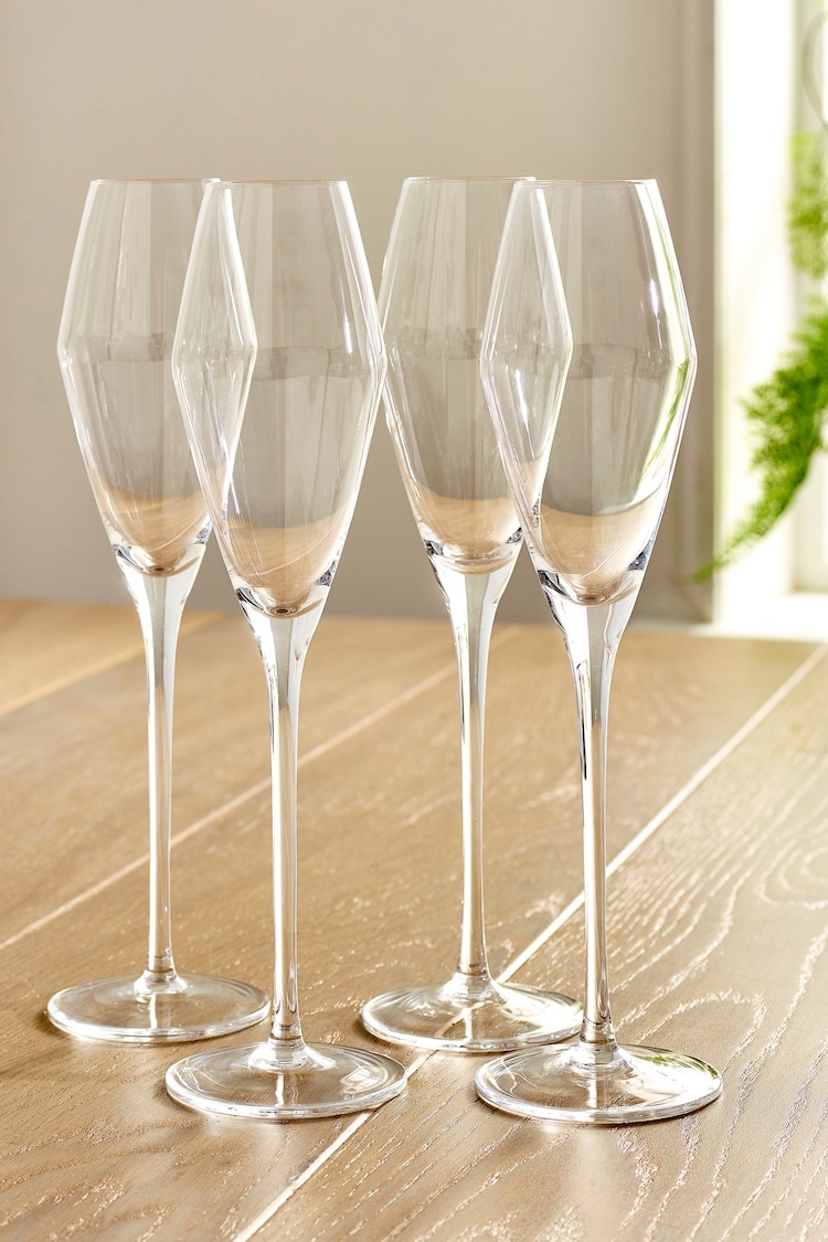 Clear Nova Flute Glasses Set of 4 Prosecco Flute Glasses - Image 4 of 4