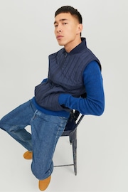 JACK & JONES Blue Lightweight Quilted Padded Gilet - Image 4 of 7