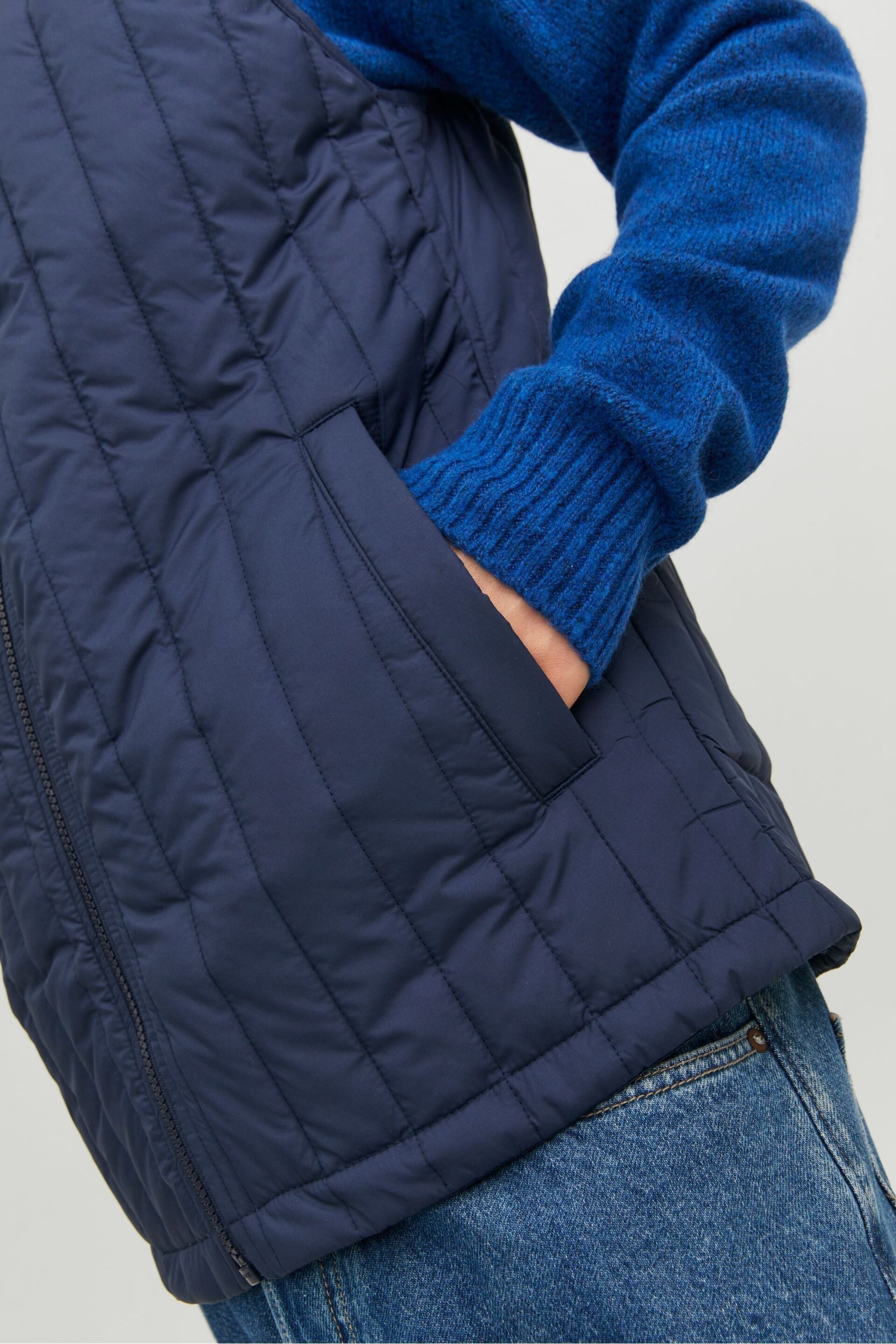 JACK & JONES Blue Lightweight Quilted Padded Gilet - Image 6 of 7