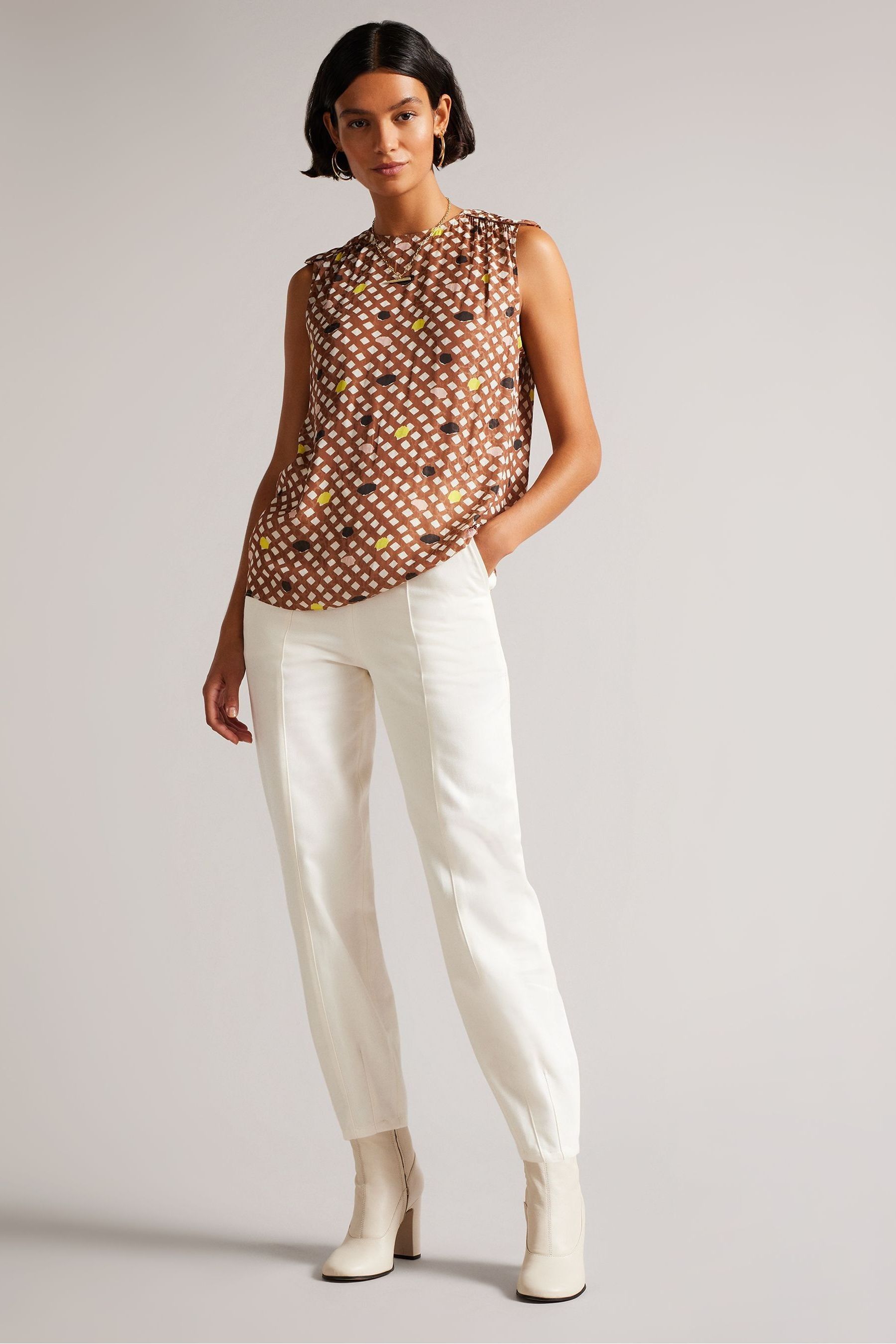 Buy Ted Baker Cream Eliona Ivory Barrel Trousers from Next Luxembourg