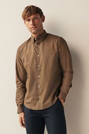 Black/Gold Stretch Oxford Printed Long Sleeve Shirt - Image 1 of 7