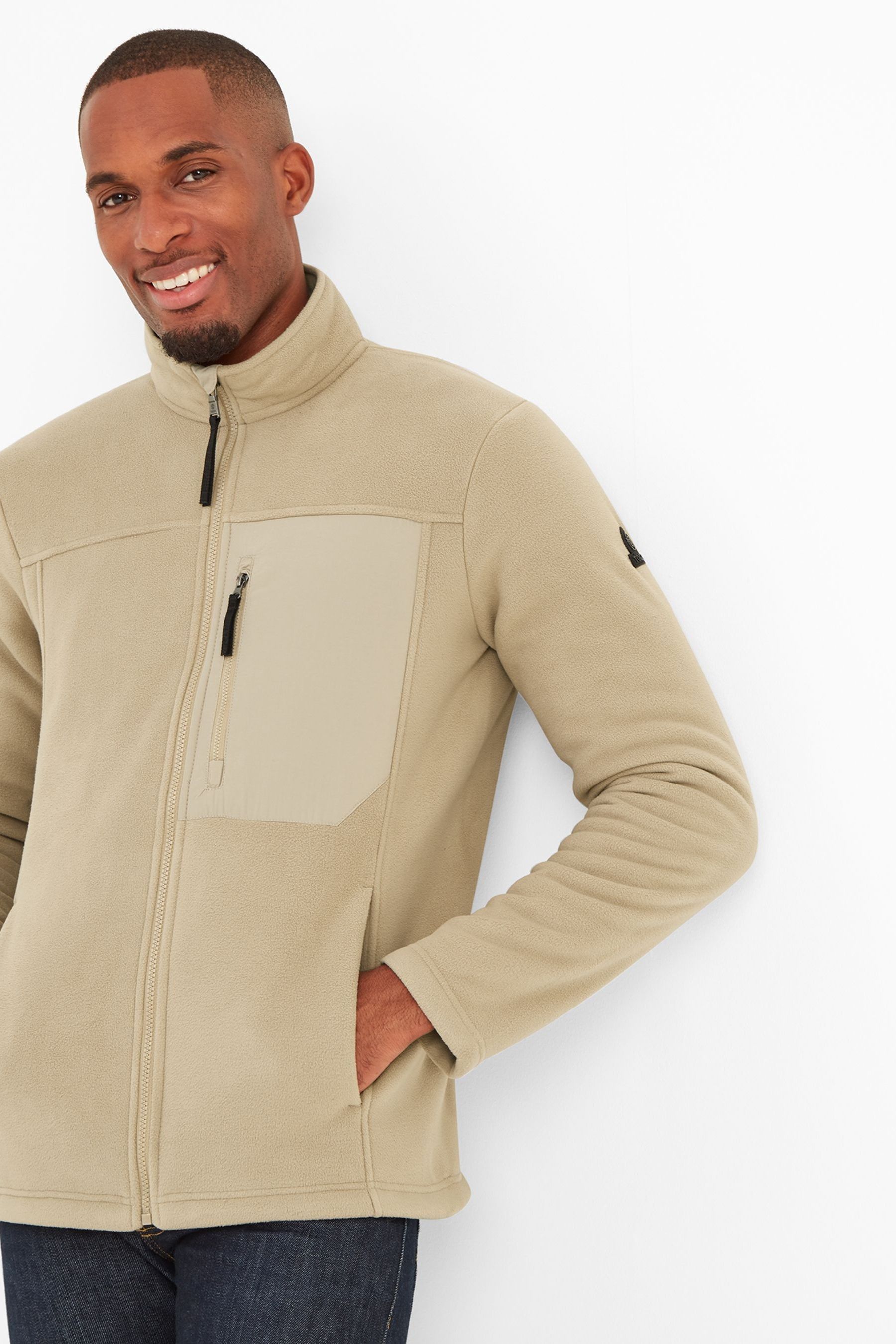 Mens cream fleece jacket discount