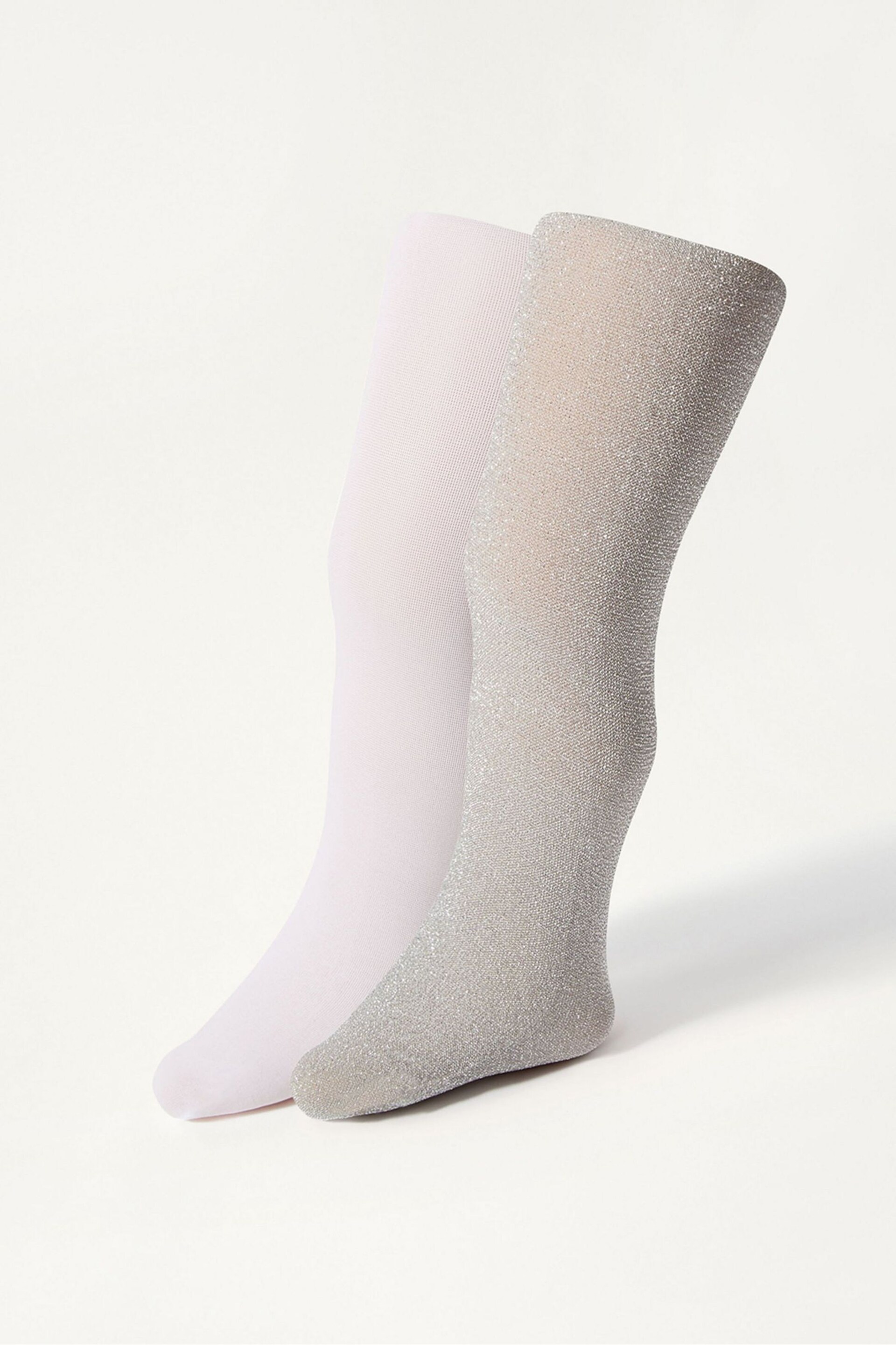 Monsoon Silver Baby Sparkly Tights 2 Pack - Image 3 of 3