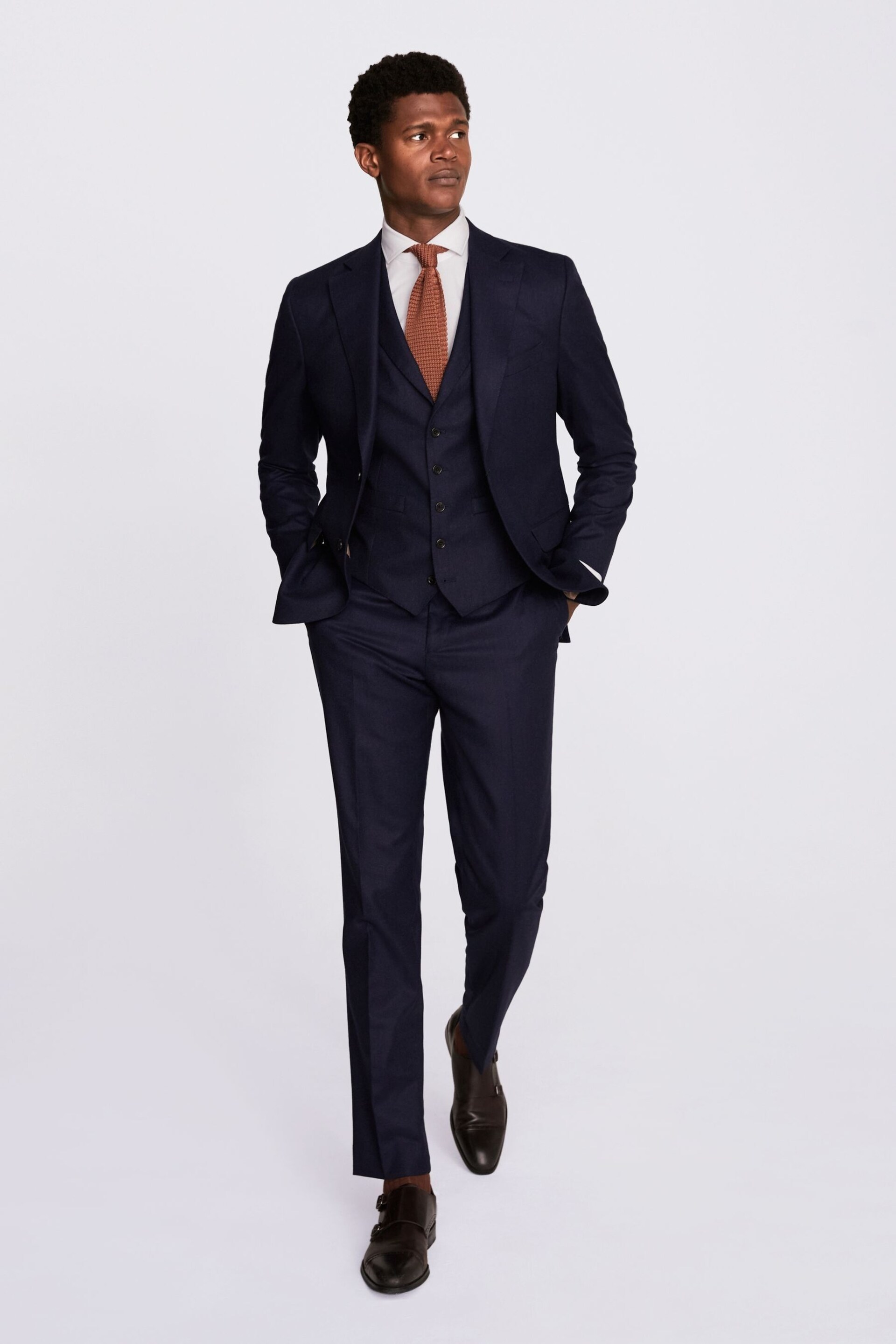 MOSS x Barberis Blue Tailored Fit Suit Jacket - Image 4 of 7