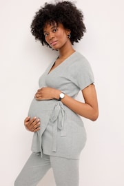 Grey Maternity Knitted Wrap Top - Image 3 of 8