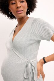 Grey Maternity Knitted Wrap Top - Image 5 of 8