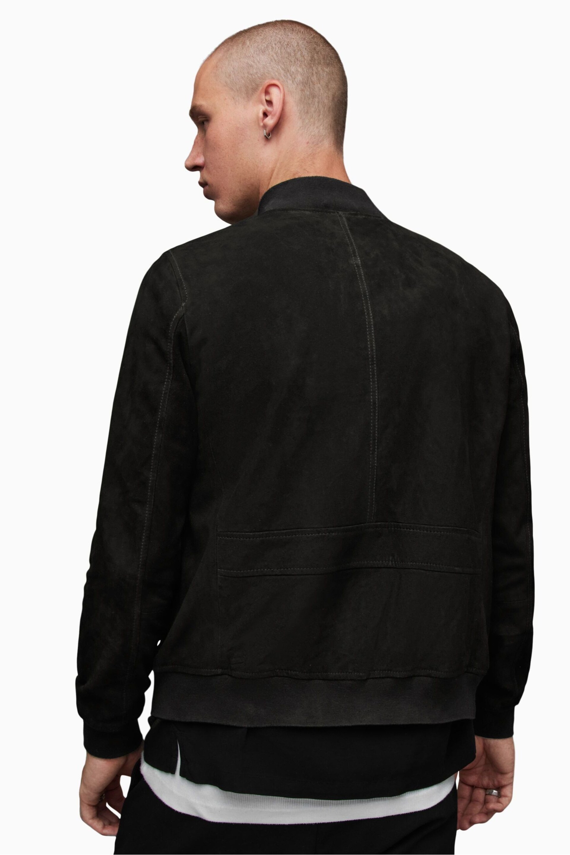 AllSaints Black Ronan Bomber Jacket - Image 2 of 6