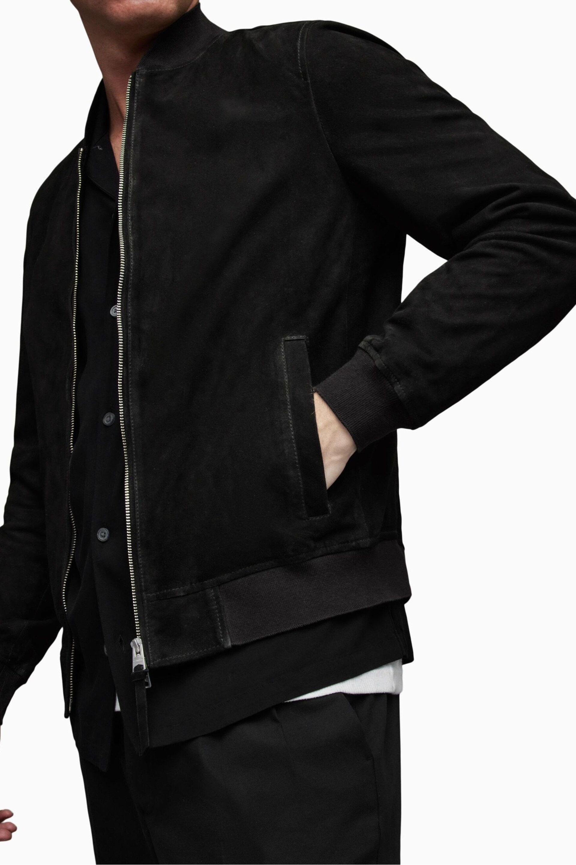 AllSaints Black Ronan Bomber Jacket - Image 4 of 6