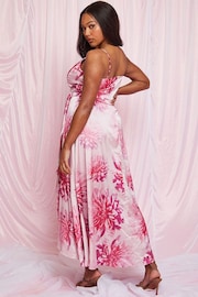 Chi Chi London Pink Cami Floral Print Wrap Midi Dress - Image 2 of 3
