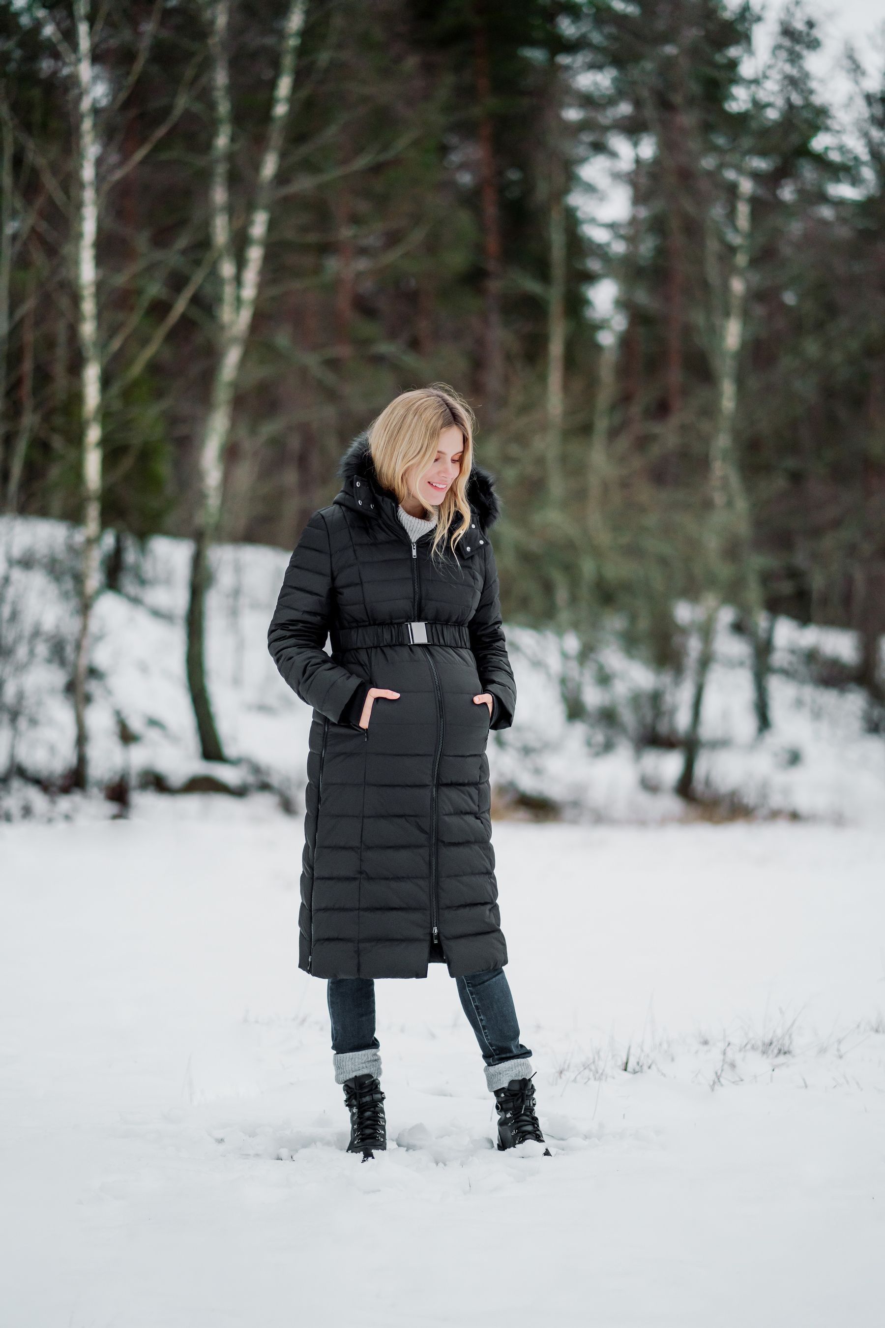 Buy Seraphine Black Extra Long Down Fill Coat from Next Luxembourg