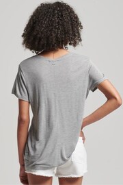 Superdry Grey Metallic Studios Slub Vee Neck T-Shirt - Image 2 of 4