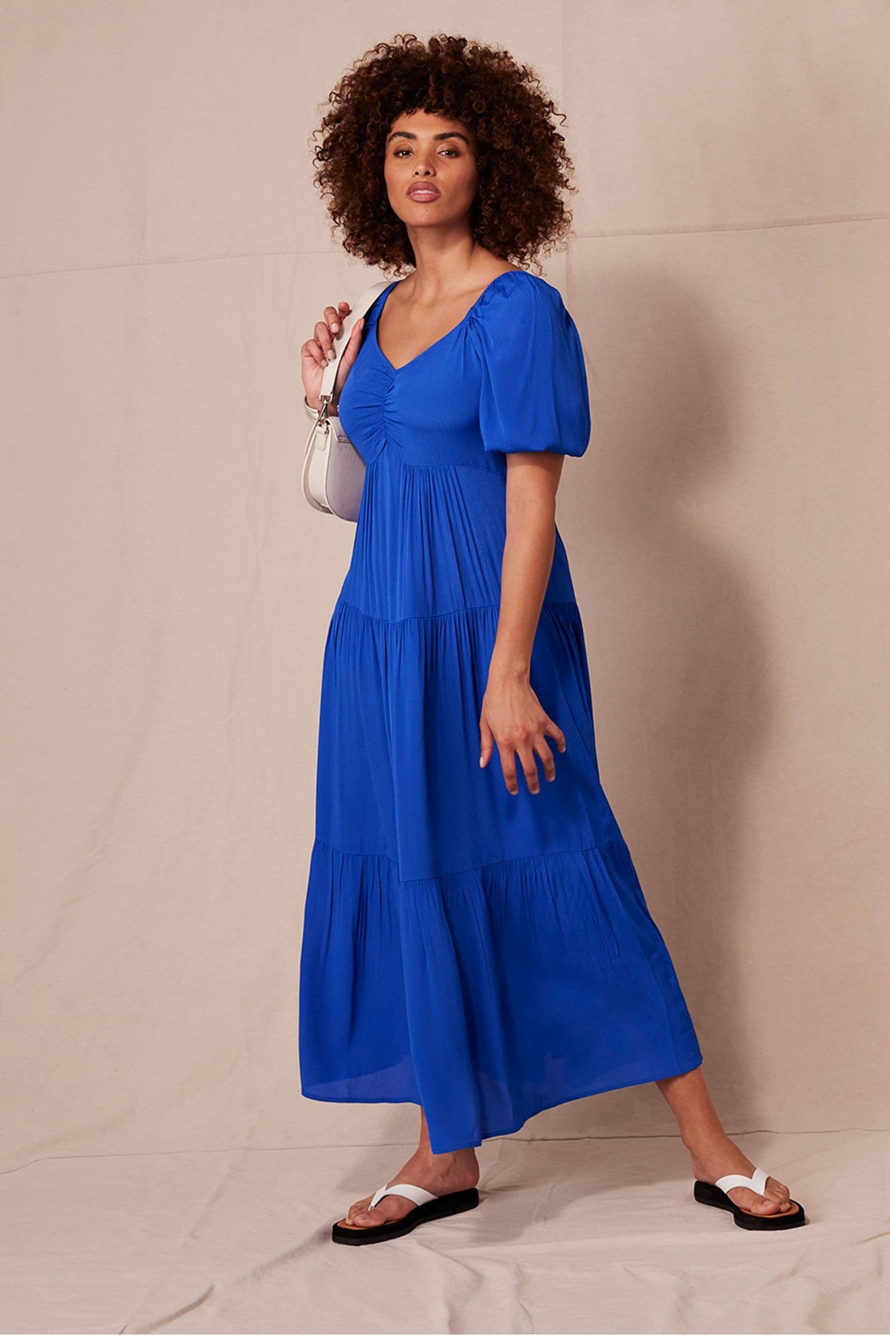 Blue boho maxi dress sale