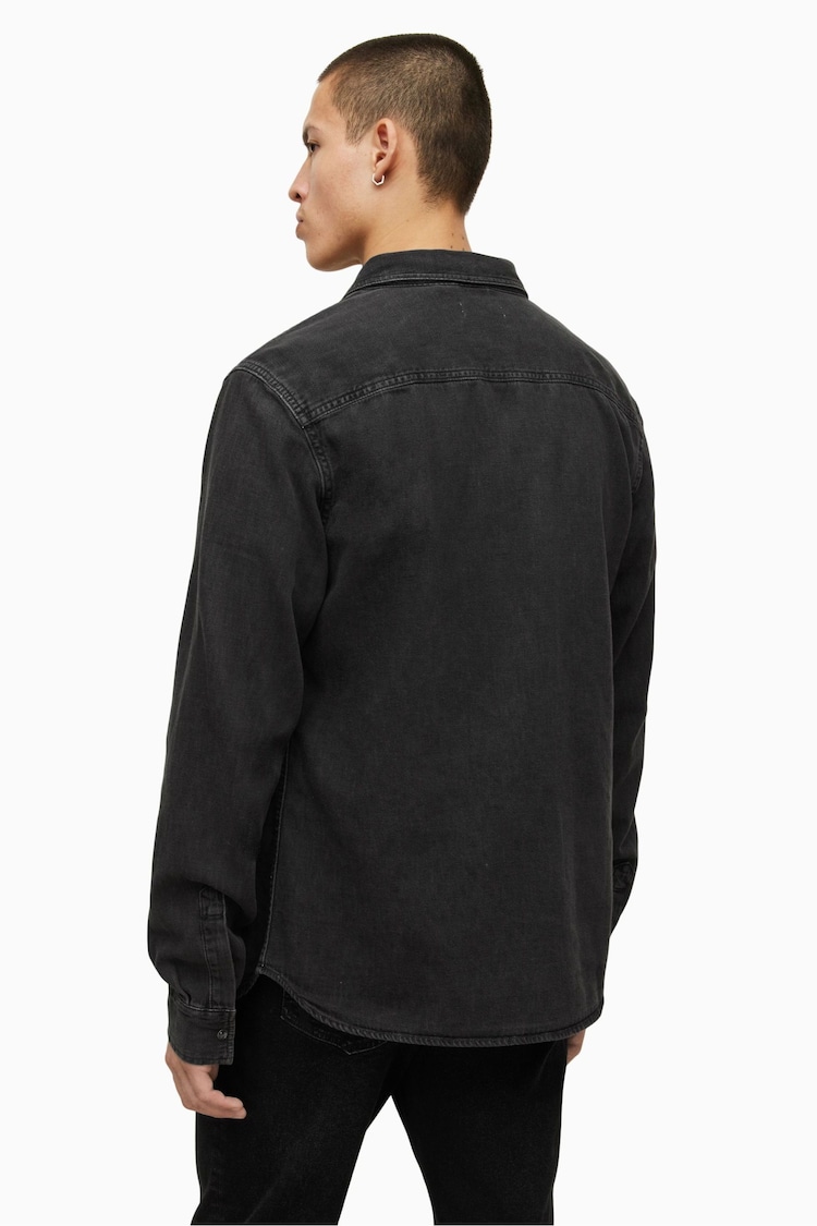 AllSaints Black Gleason Long Sleeve Shirt - Image 2 of 6