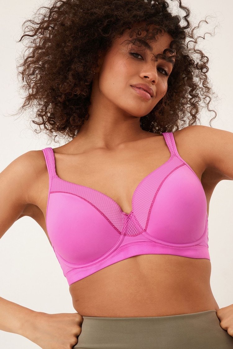 Bright Pink Active Sports High Impact Full Cup Wired Bra - Image 1 of 10