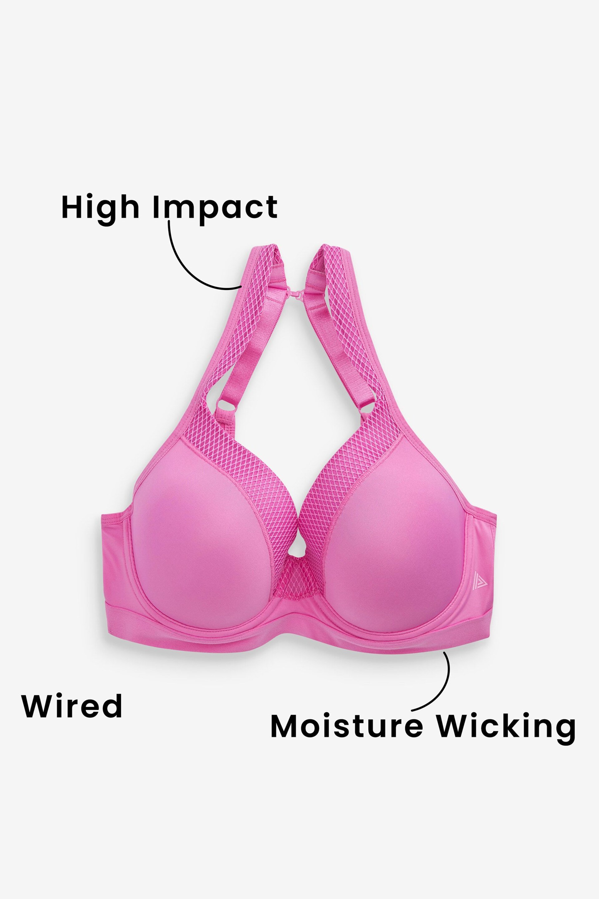 Bright Pink Next Active Sports High Impact Full Cup Wired Bra - Image 10 of 10