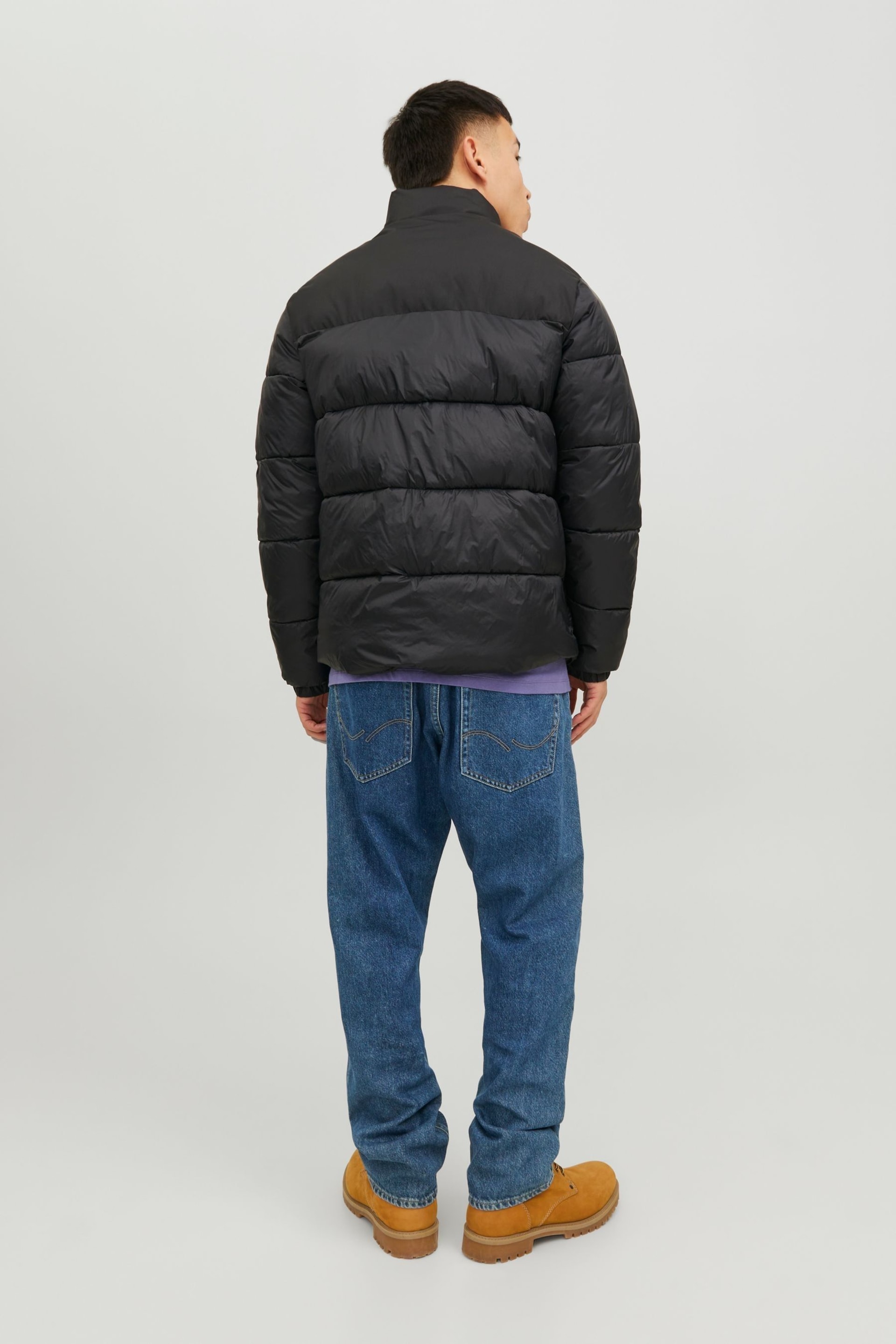 JACK & JONES Black Quilted Padded Collarless Jacket - Image 2 of 5