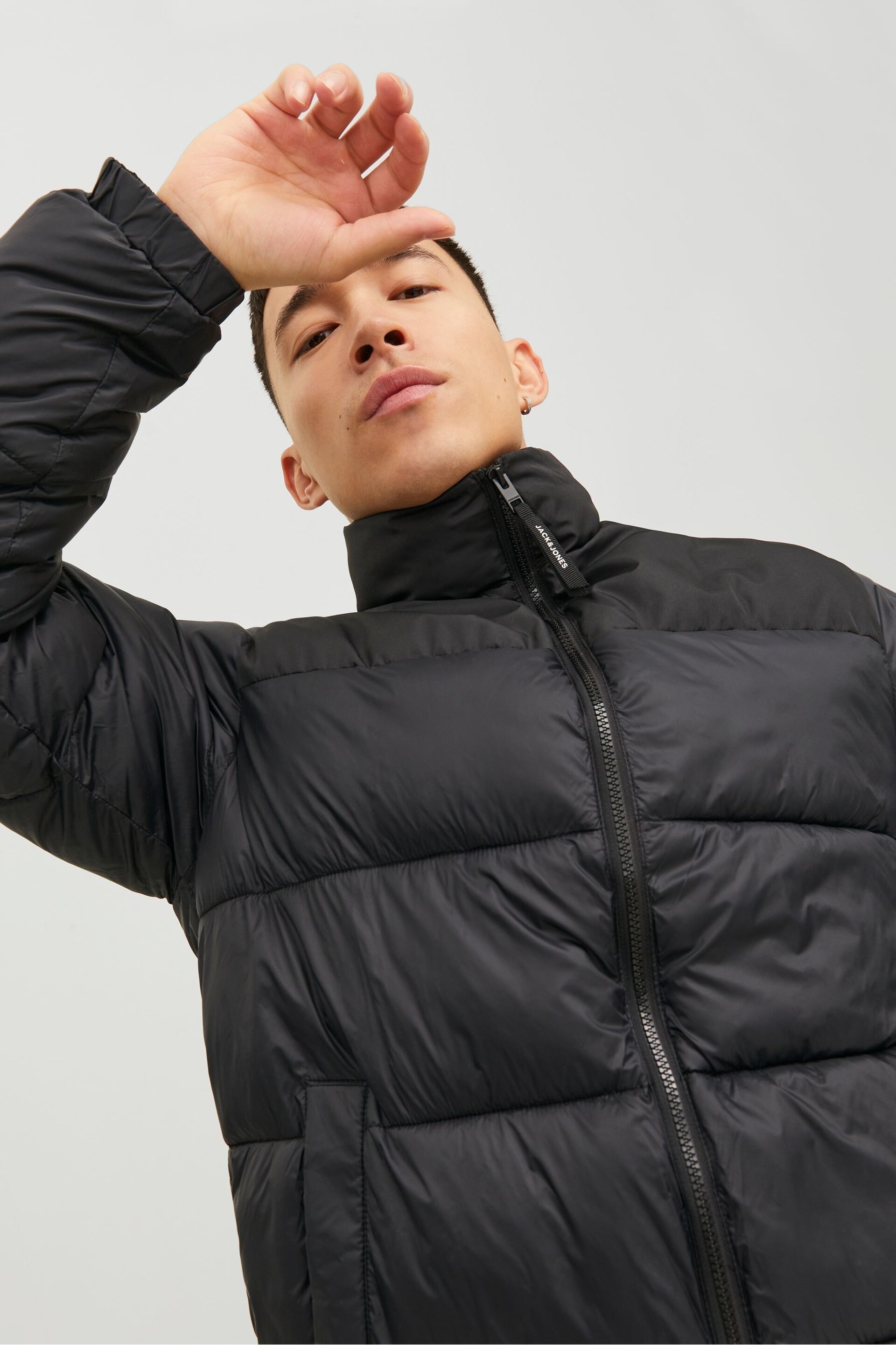 JACK & JONES Black Quilted Padded Collarless Jacket - Image 4 of 5