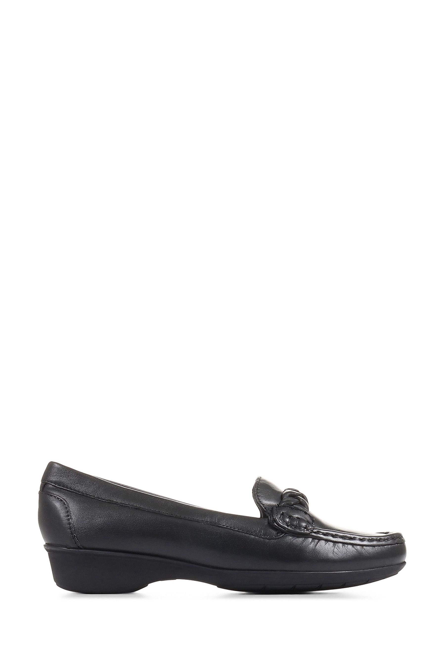 Pavers Casual Leather Black Moccasin Shoes