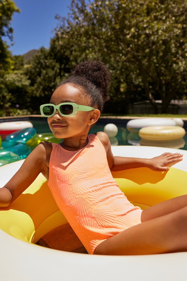 Orange Shell Textured Swimsuit (3-16yrs) - Image 1 of 7