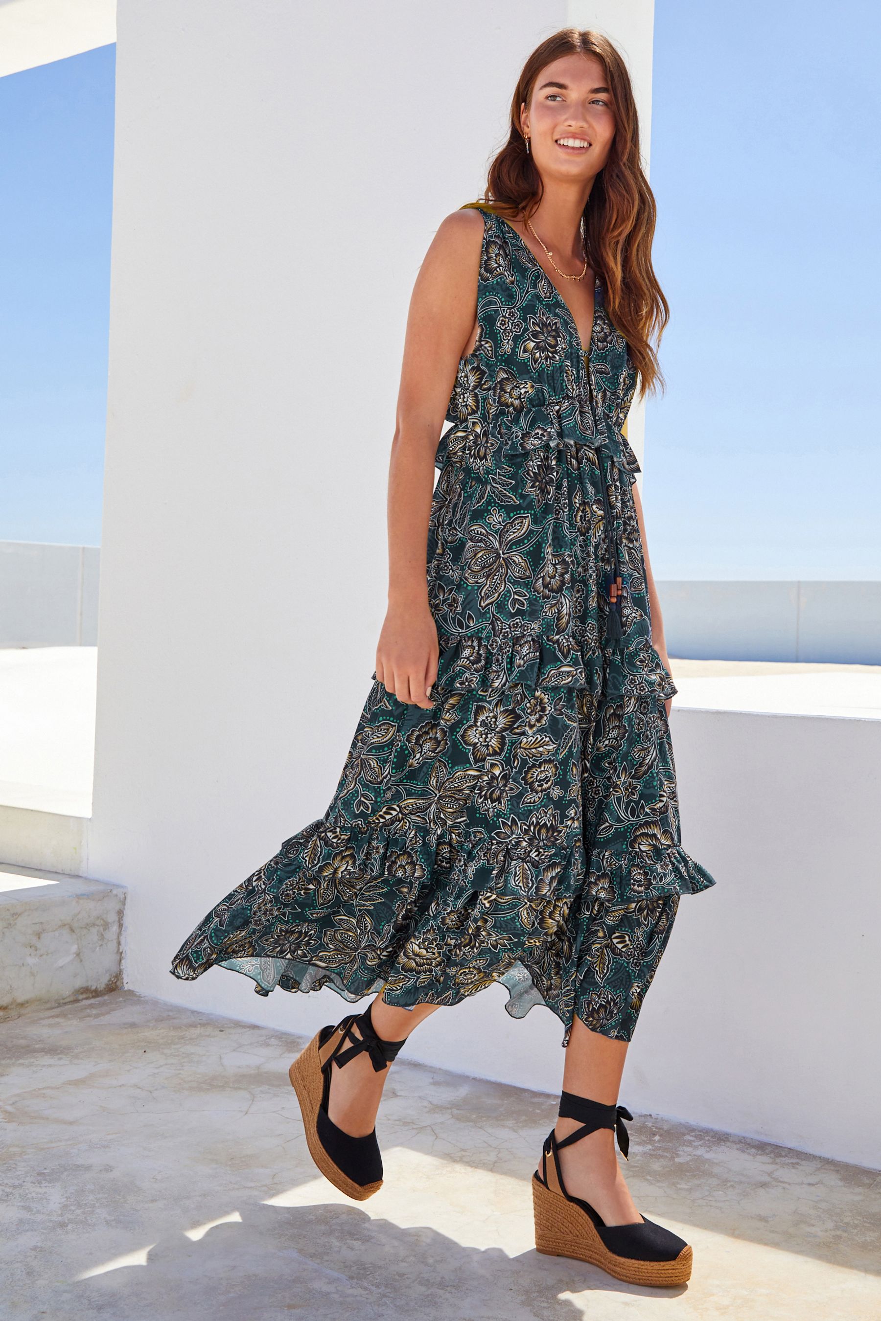 Frill plunge dress shop