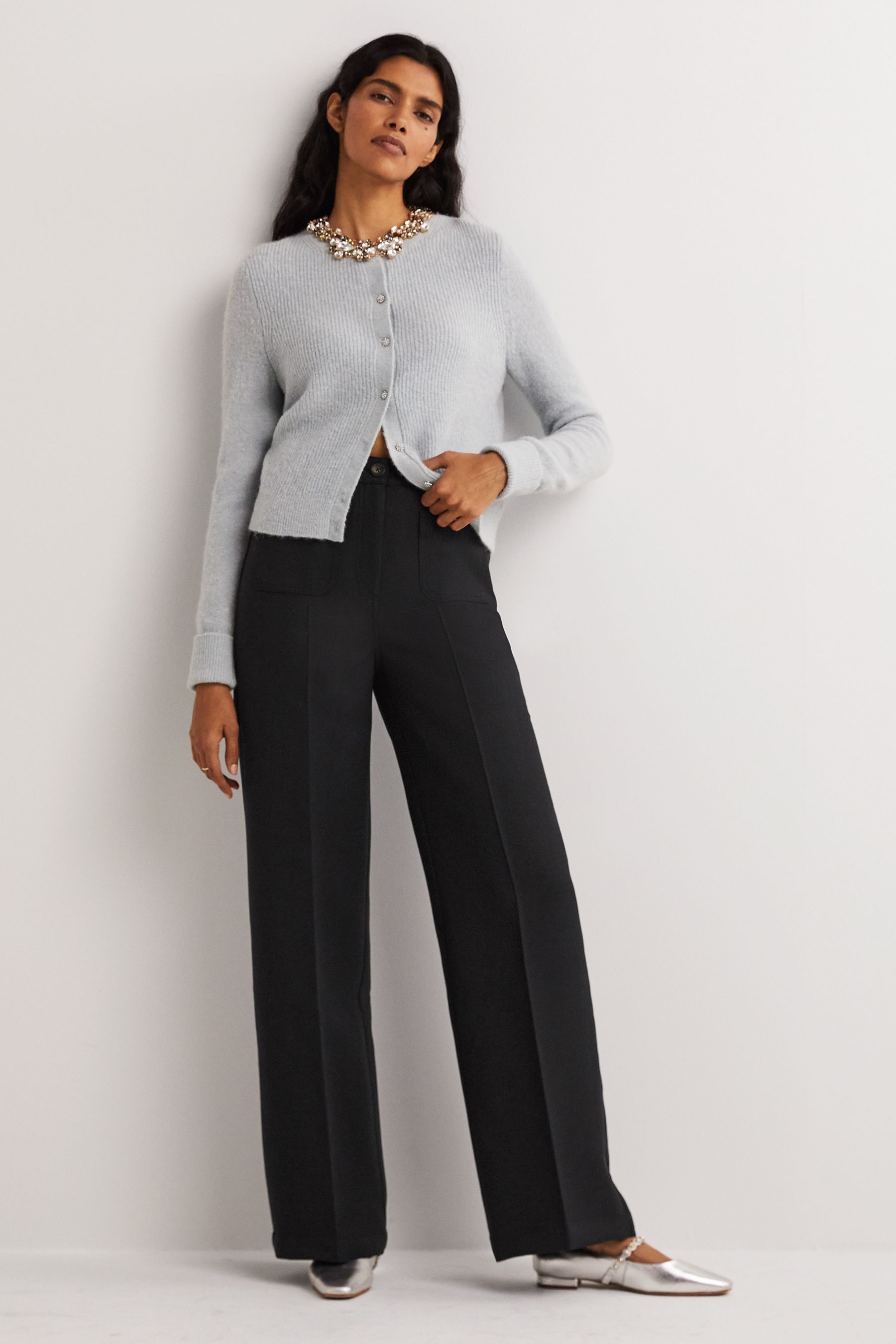 Buy Boden Black High Rise Wide Leg Trousers from Next Luxembourg