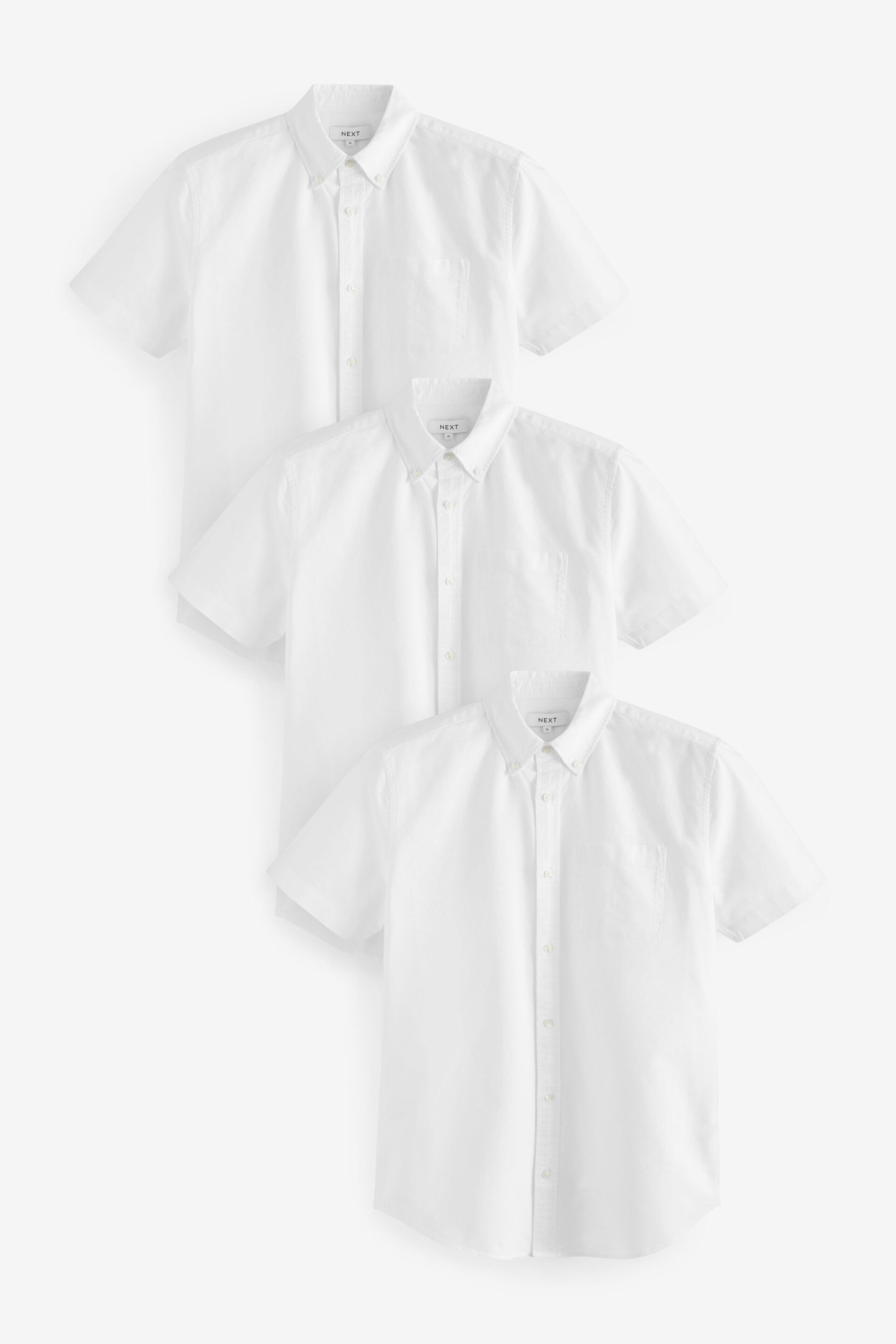 White Short Sleeve Oxford Shirt 3 Pack - Image 1 of 6