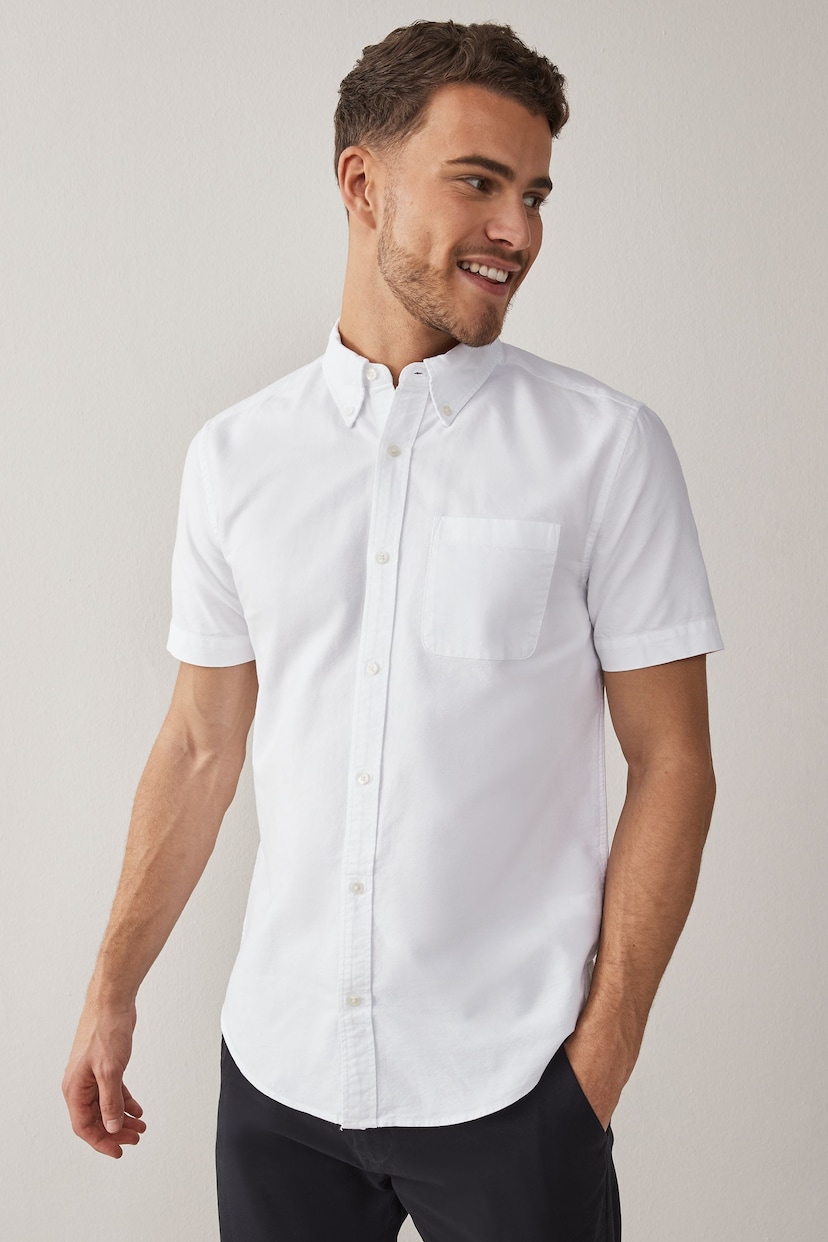 White Short Sleeve Oxford Shirt 3 Pack - Image 3 of 6