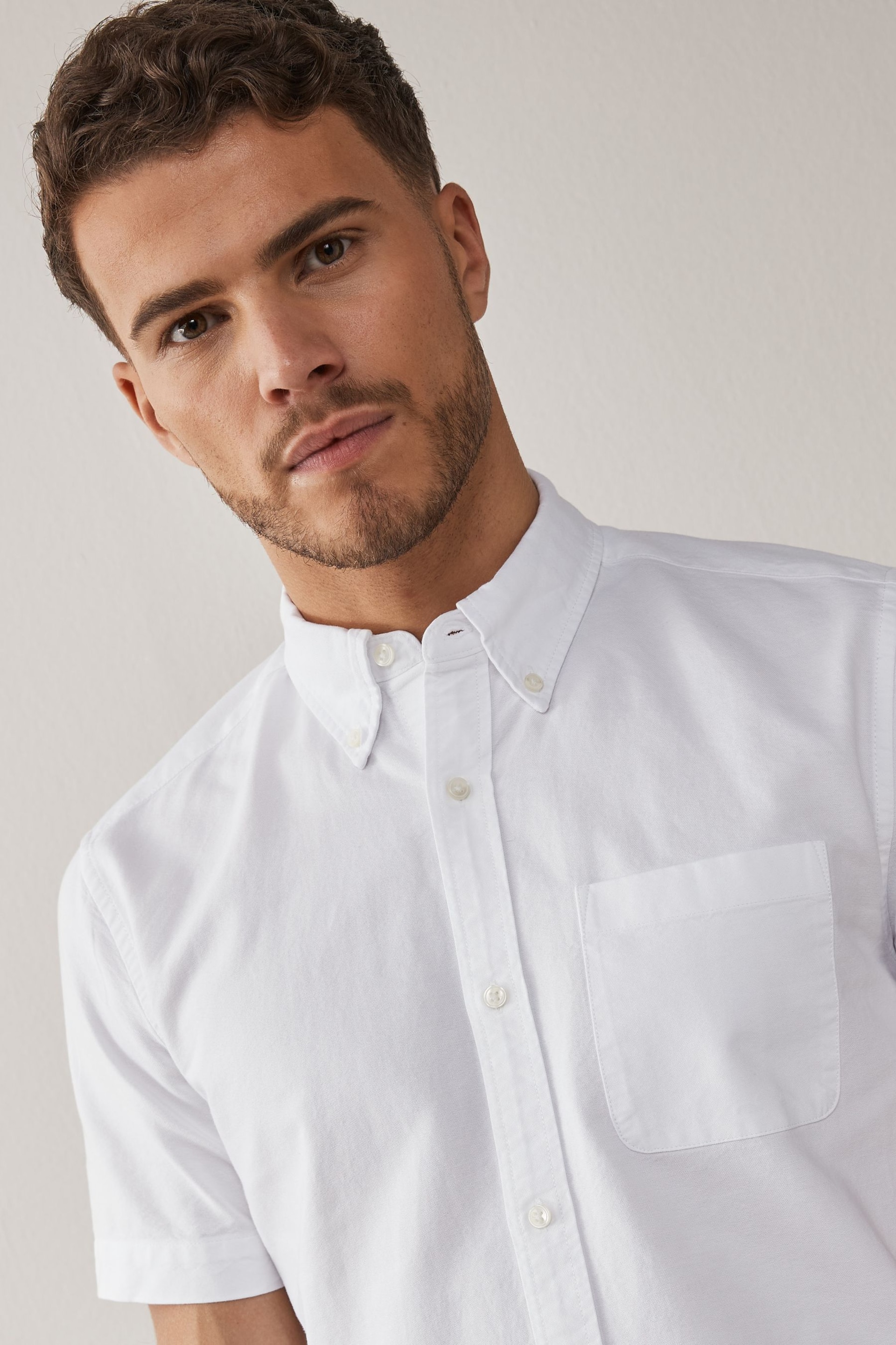 White Short Sleeve Oxford Shirt 3 Pack - Image 5 of 6