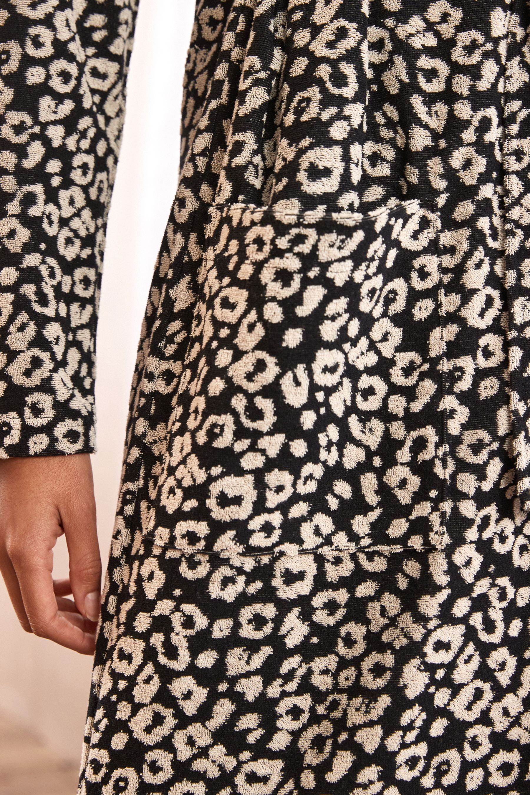 Buy Black White Animal Print Towelling Dressing Gown from Next Luxembourg