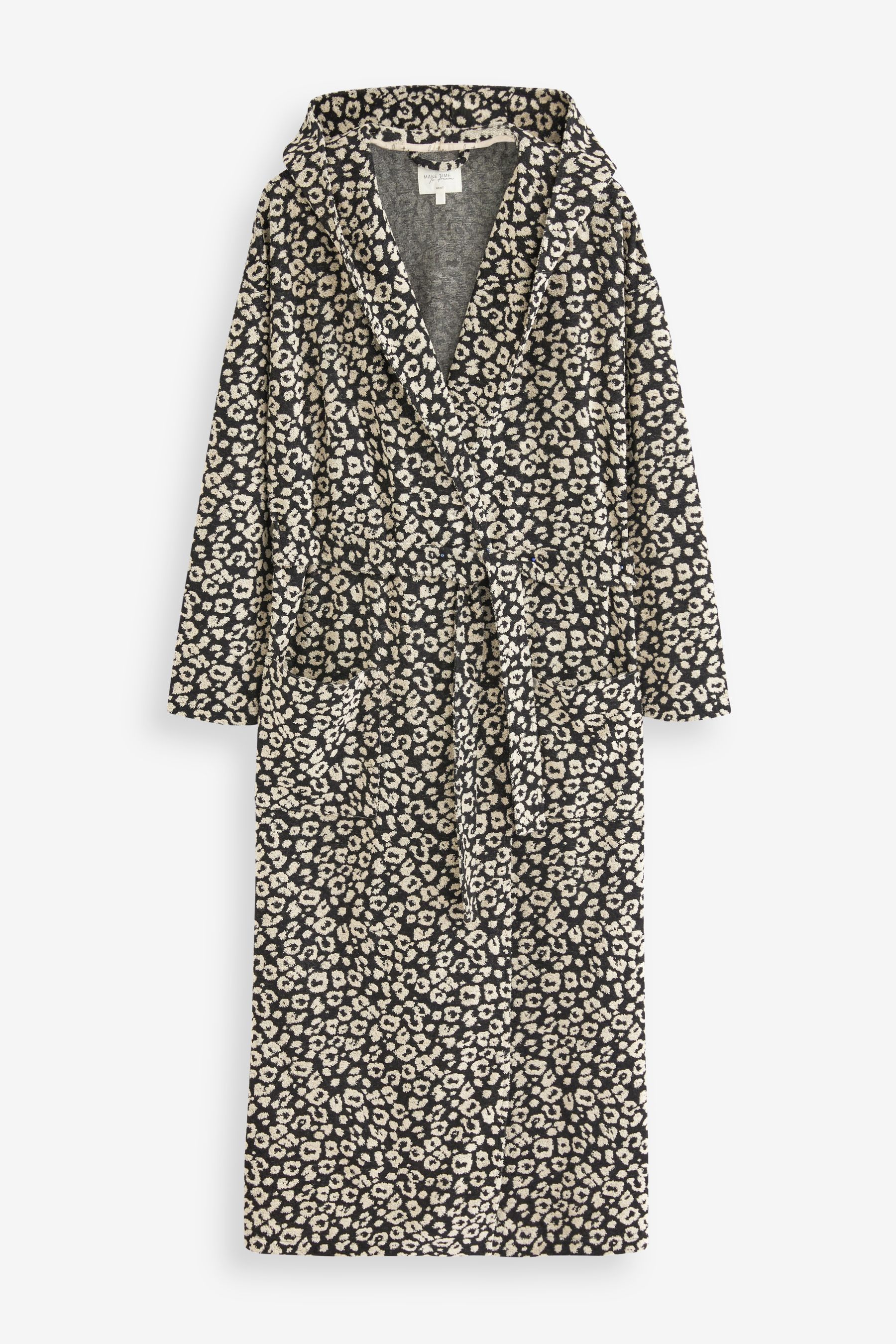 Buy Black White Animal Print Towelling Dressing Gown from Next Luxembourg