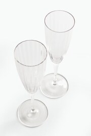 Jasper Conran London Set of 4 Clear Fluted Champagne Flute Glasses - Image 3 of 4