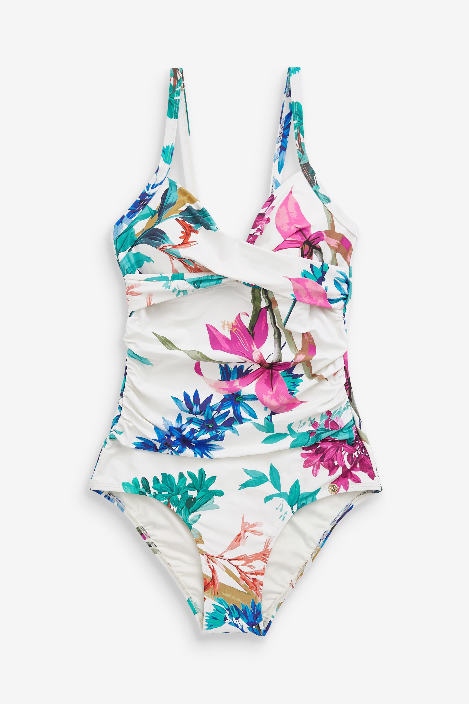 Buy White Floral Tummy Control Swimsuit from Next Luxembourg