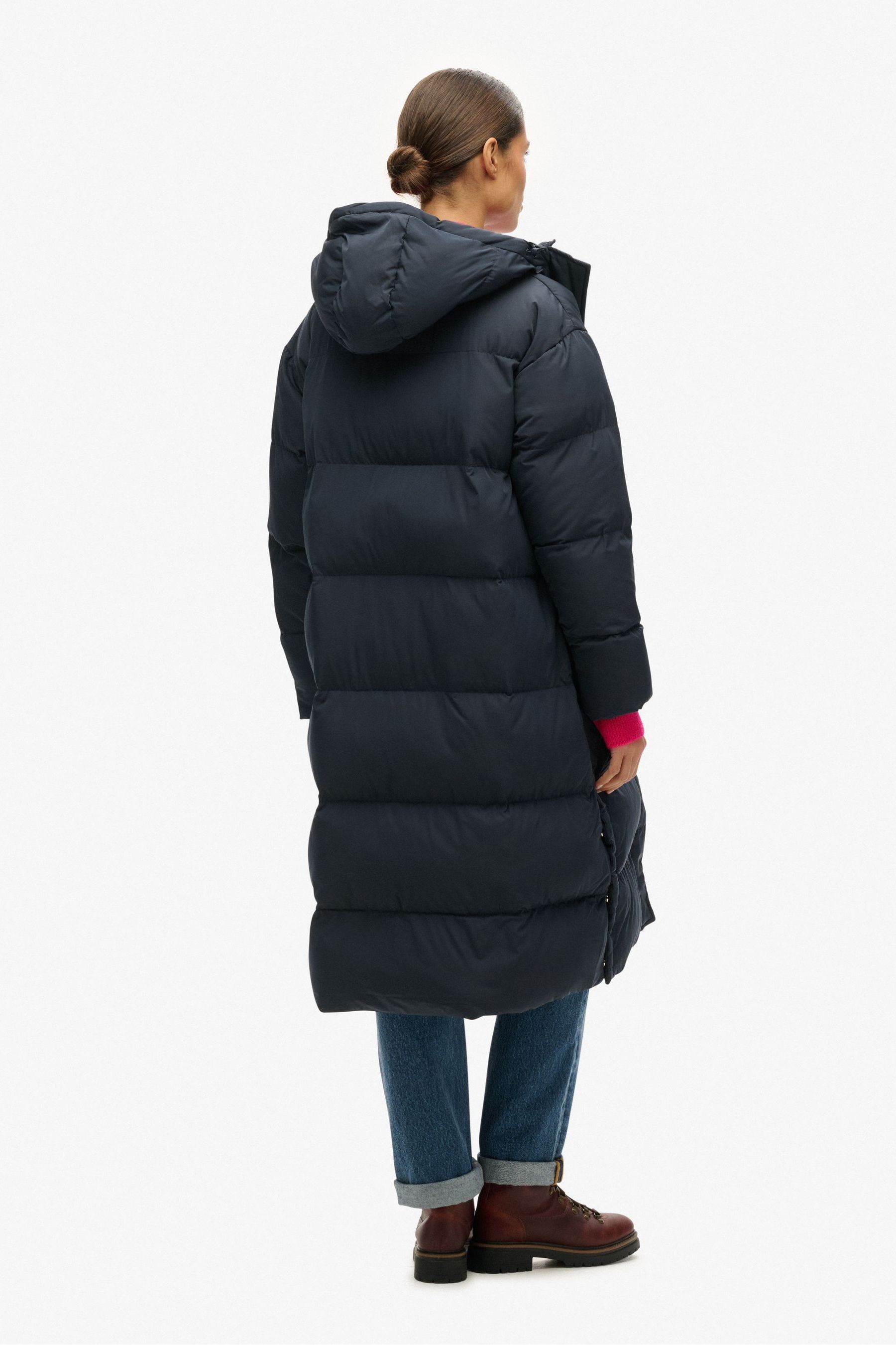 Buy Superdry Blue Hooded Longline Puffer Coat from Next Denmark