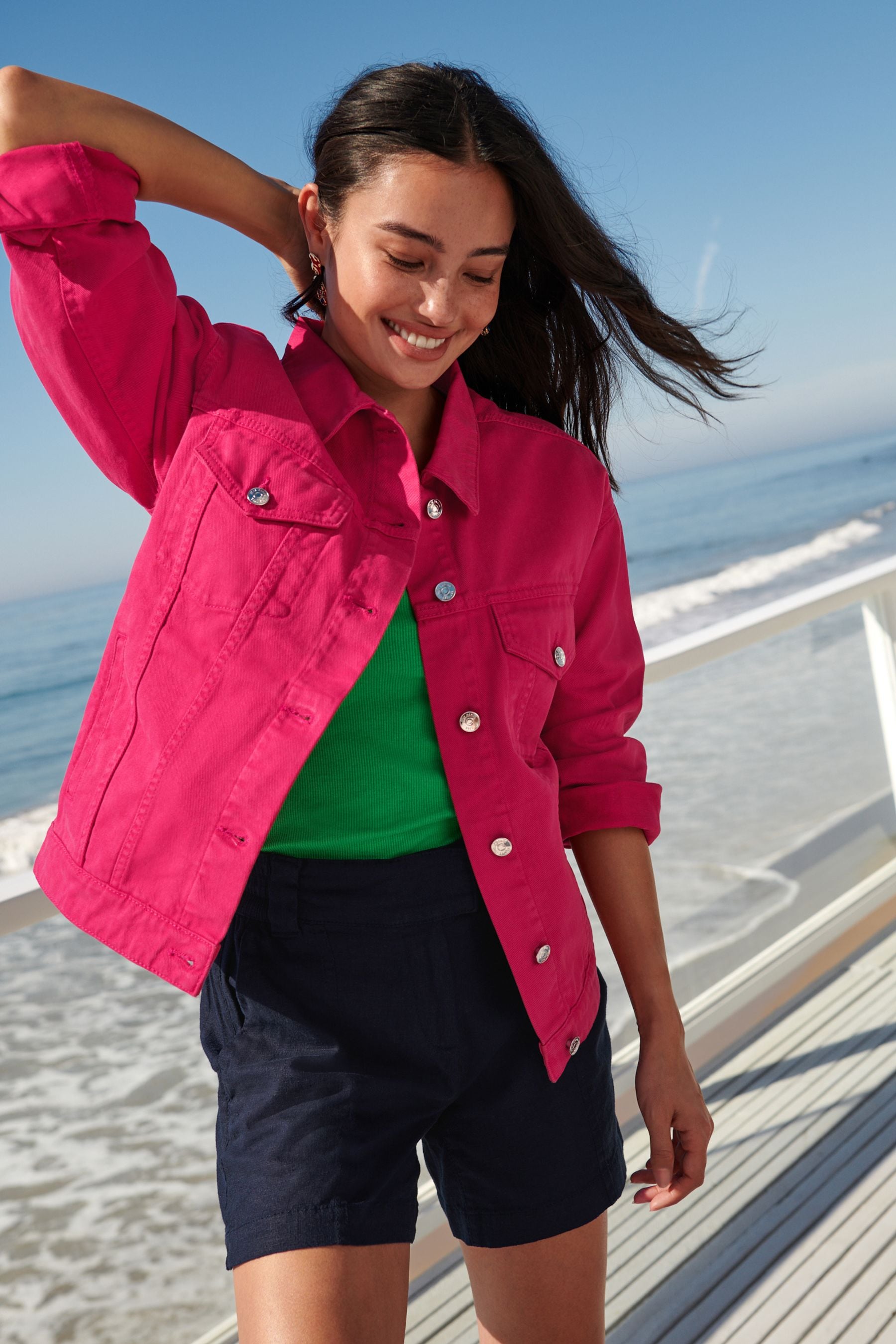 Buy Hot Pink Oversized Girlfriend Denim Jacket from Next Luxembourg