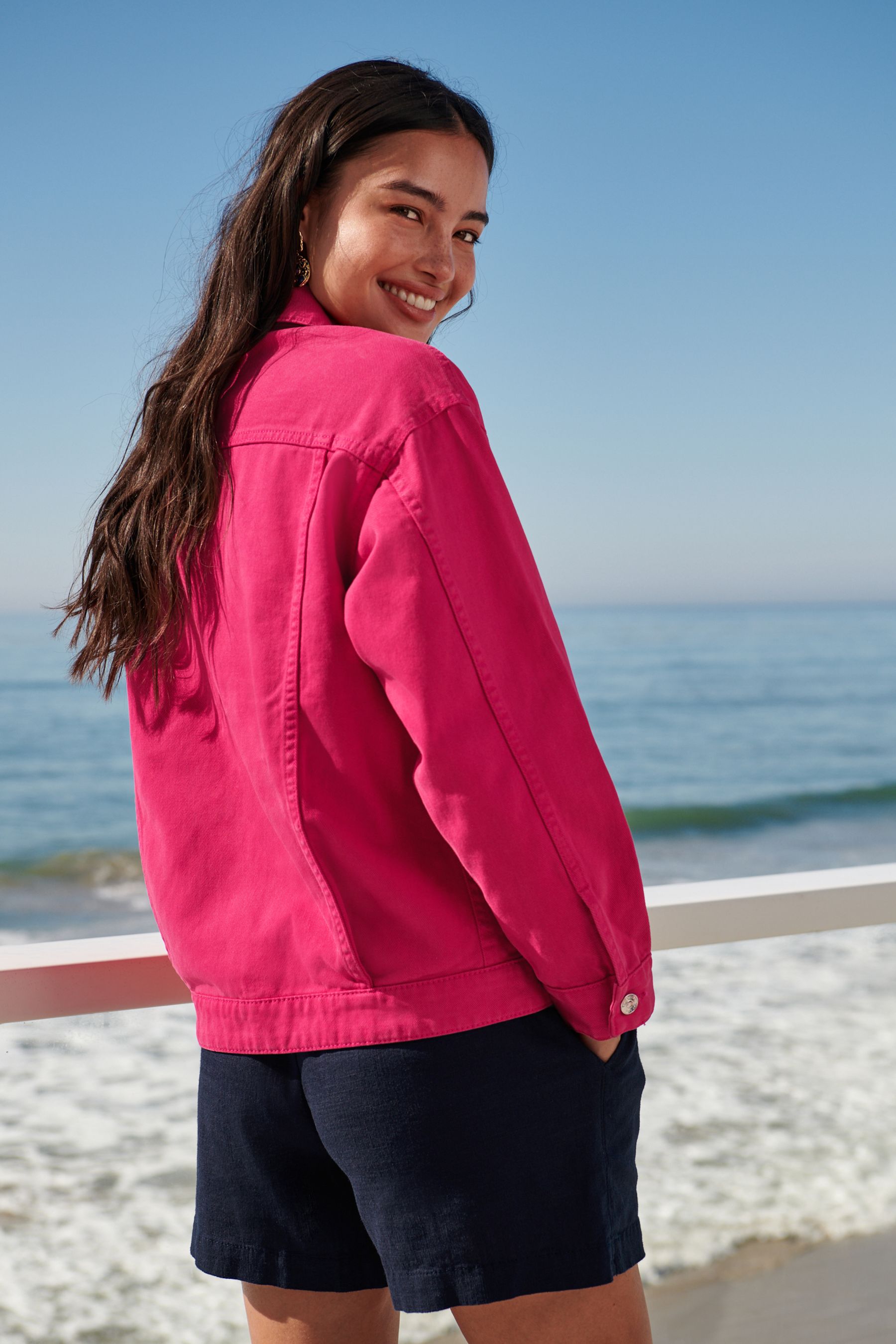 Buy Hot Pink Oversized Girlfriend Denim Jacket from Next Luxembourg