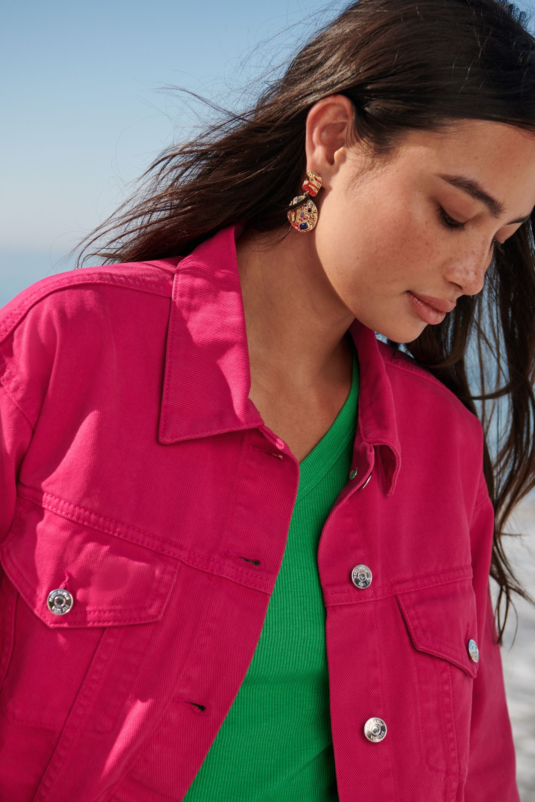 Buy Hot Pink Oversized Girlfriend Denim Jacket from Next Luxembourg