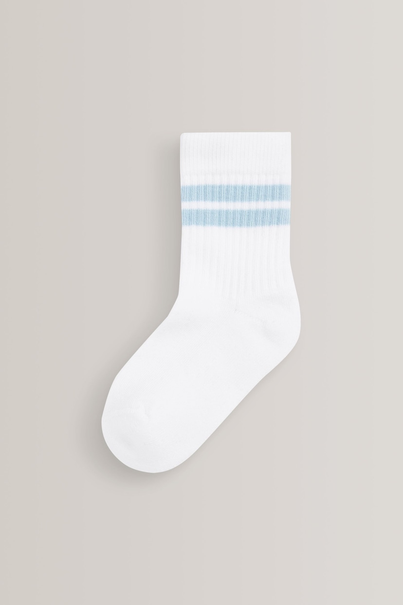 White/Neutrals Cushioned Footbed Cotton Rich Ribbed Socks 5 Pack - Image 3 of 6