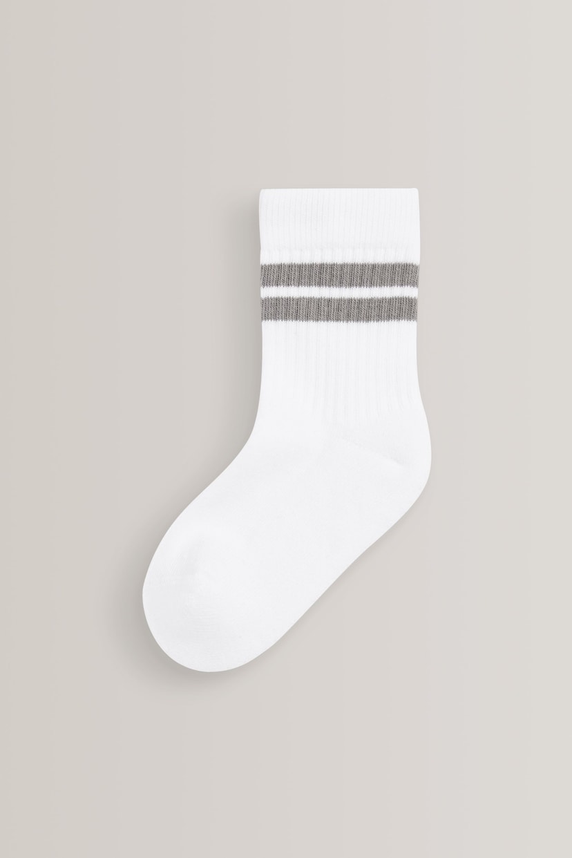 White/Neutrals Cushioned Footbed Cotton Rich Ribbed Socks 5 Pack - Image 4 of 6