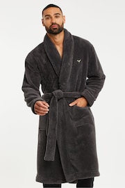 Threadbare Grey Cosy Soft Fleece Dressing Gown - Image 1 of 4