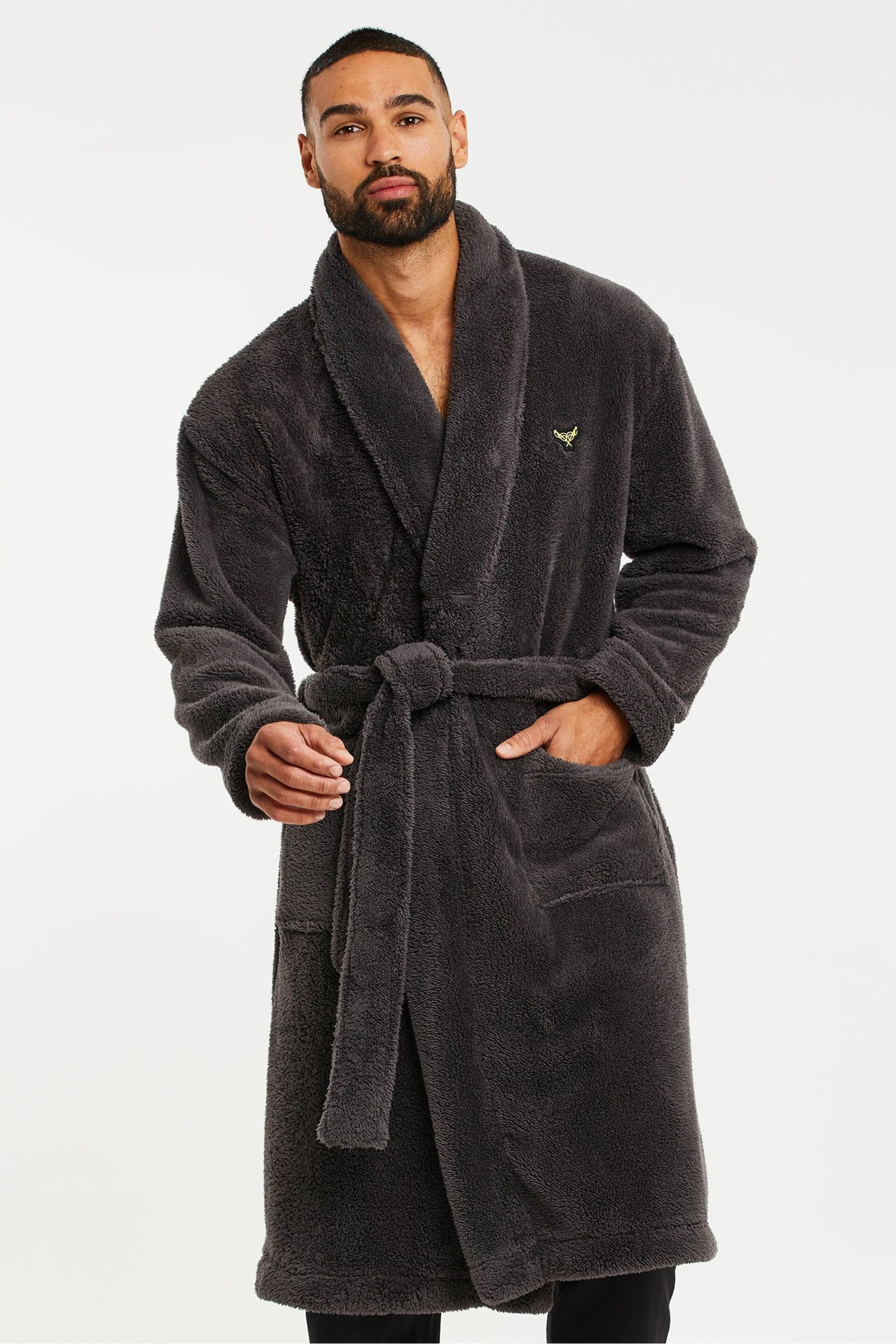 Threadbare Grey Cosy Soft Fleece Dressing Gown - Image 1 of 4