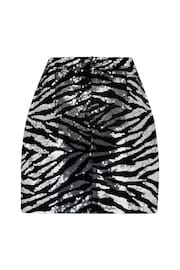 Pour Moi Black Zebra Selena Velvet Sequin Mini Skirt - Image 4 of 4