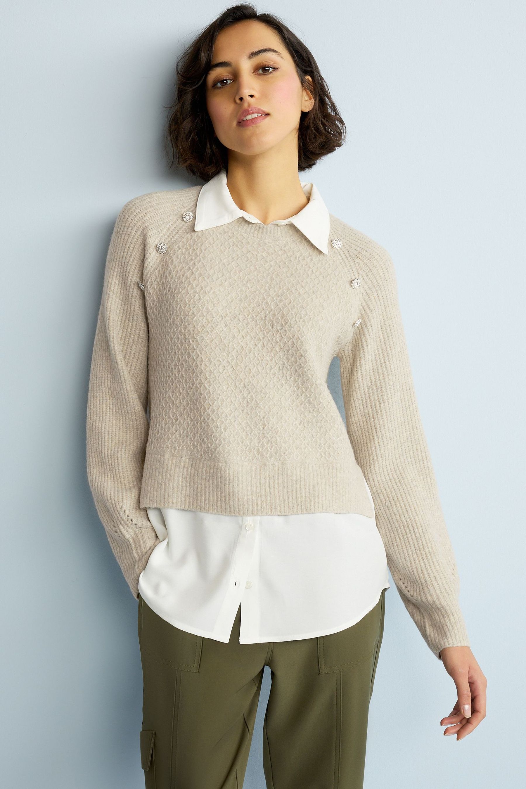 Womens shirt layered jumper top