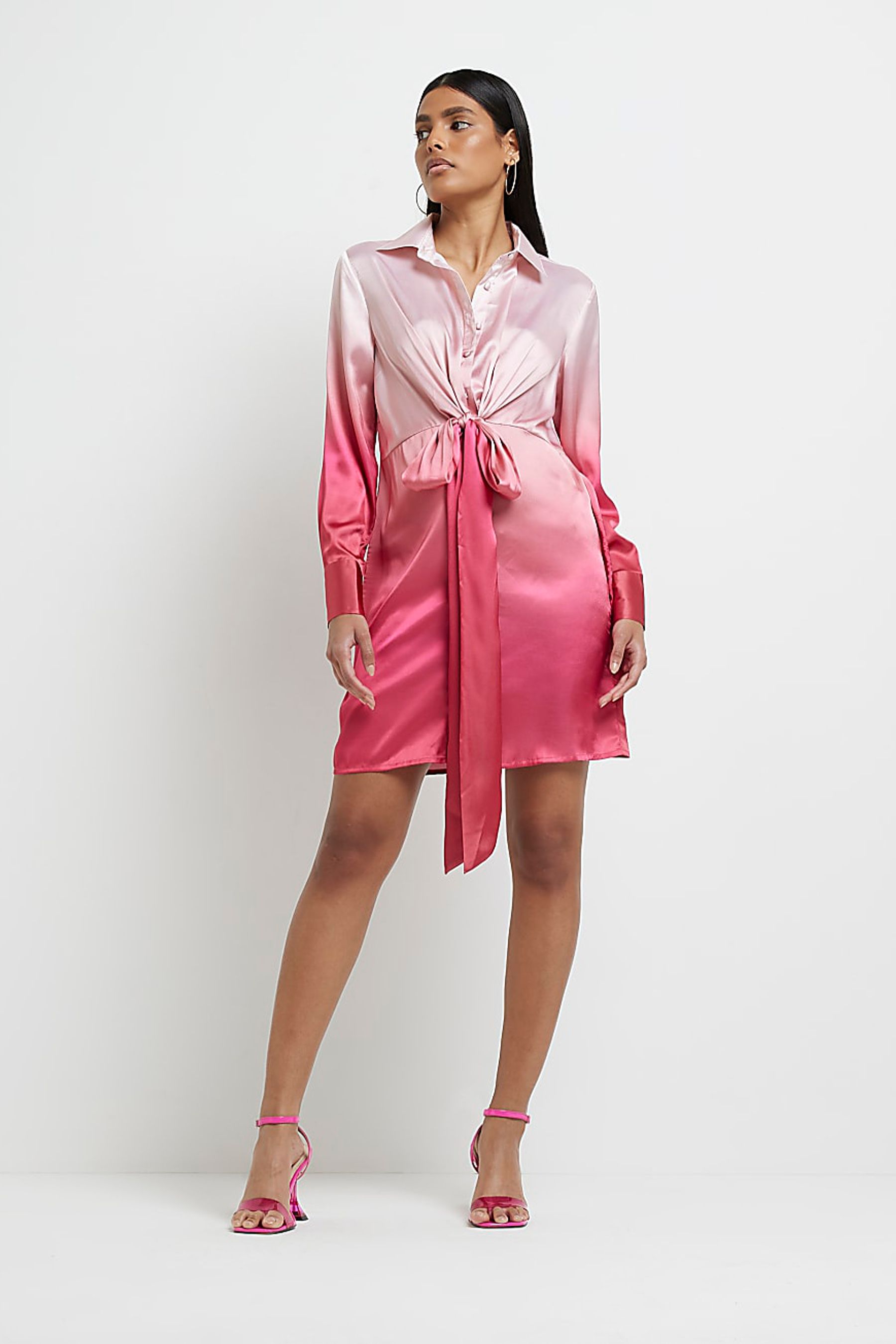 River island pink shirt dress discount